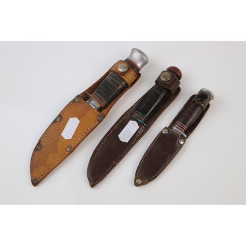 70 - A Collection Of Three Vintage Sheath Knives To Include The Makers William Rodgers And G. Butler & Co... 