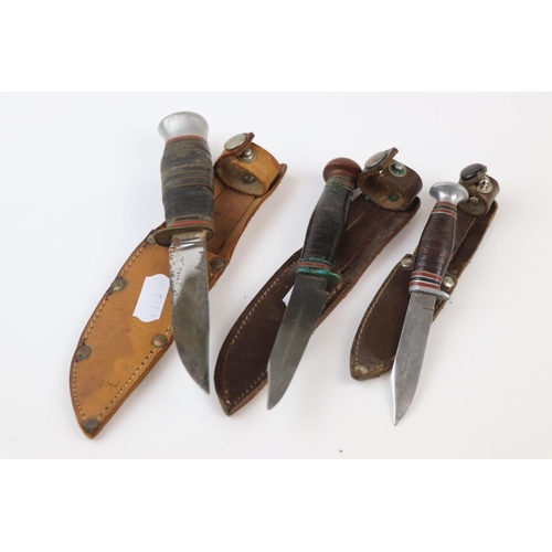 70 - A Collection Of Three Vintage Sheath Knives To Include The Makers William Rodgers And G. Butler & Co... 