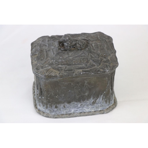 109 - A Crimea War Lead Casket Tobacco Box, It Is A Solid Lead 3 Part Casket. It Comprises Of The Base , T... 