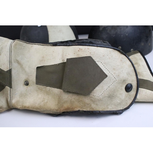 49 - Mid 20th century Motorbike Helmets together with Pair of Signalite Motorbike Gloves