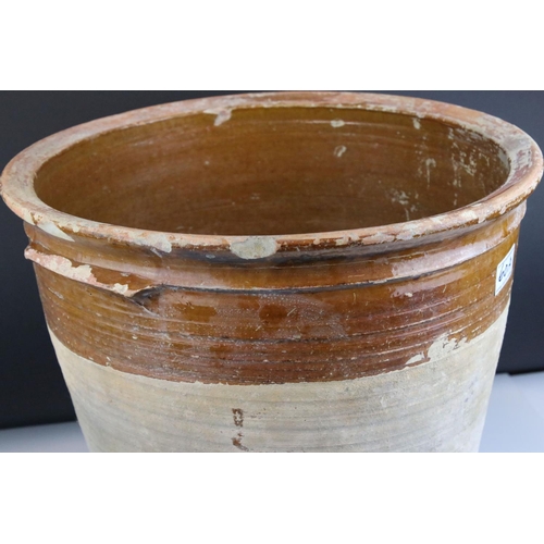 60A - Large 19th century Part Glazed Dairy / Flour / Grain Pot / Bin, 40cms diameter x 39.5cms high