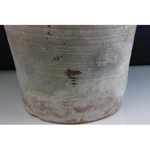 60A - Large 19th century Part Glazed Dairy / Flour / Grain Pot / Bin, 40cms diameter x 39.5cms high