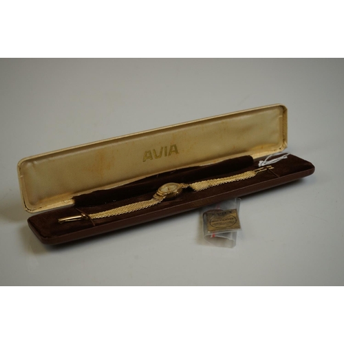 297 - Ladies 9ct gold cocktail watch with 9ct gold strap, in original box