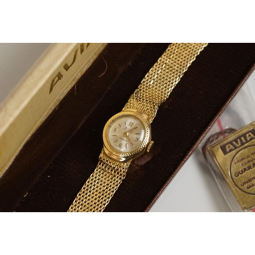 297 - Ladies 9ct gold cocktail watch with 9ct gold strap, in original box