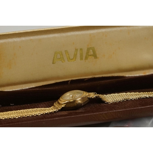 297 - Ladies 9ct gold cocktail watch with 9ct gold strap, in original box