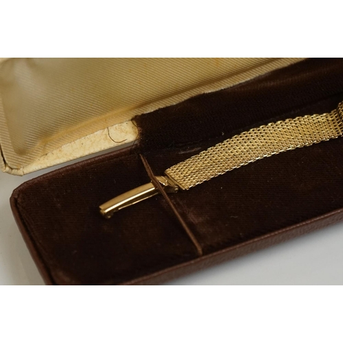 297 - Ladies 9ct gold cocktail watch with 9ct gold strap, in original box