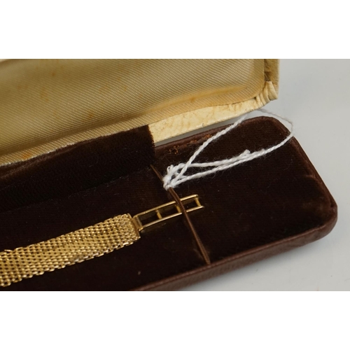 297 - Ladies 9ct gold cocktail watch with 9ct gold strap, in original box