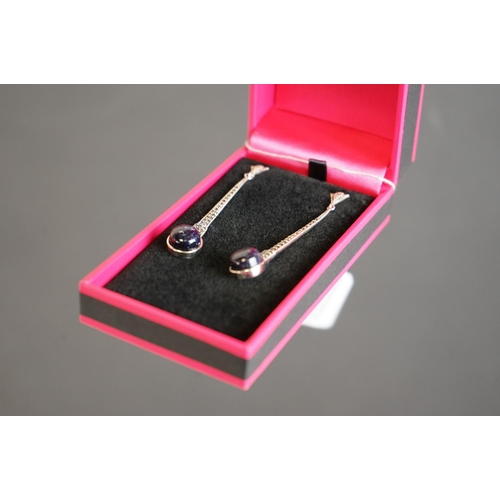 301 - Pair of silver marcasite drop earrings