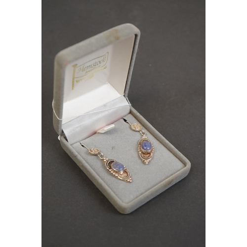 311 - Pair of silver stone set drop earrings