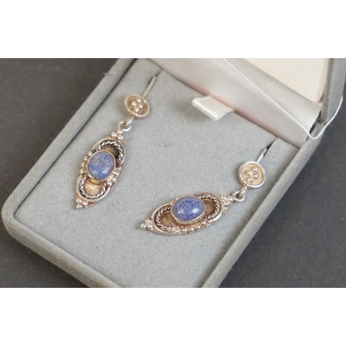 311 - Pair of silver stone set drop earrings