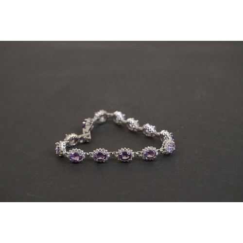 323 - Silver, CZ & amethyst bracelet