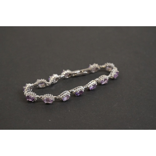 323 - Silver, CZ & amethyst bracelet