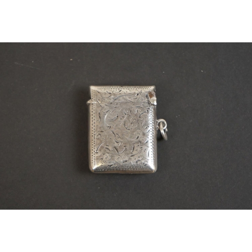 327 - Antique silver vesta case with pictorial image of a lady