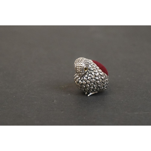329 - Silver chick pincushion