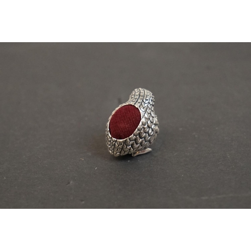 329 - Silver chick pincushion