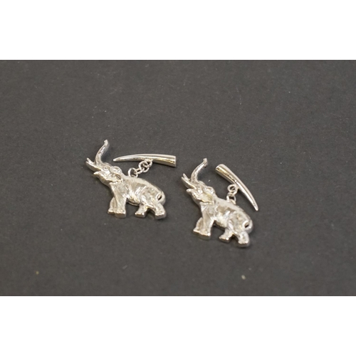 331 - Pair of silver elephant cufflinks