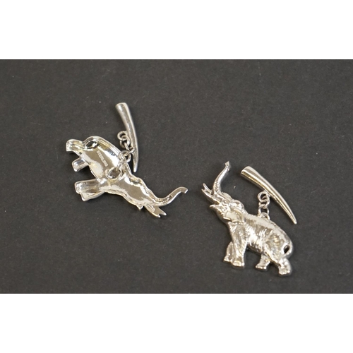 331 - Pair of silver elephant cufflinks