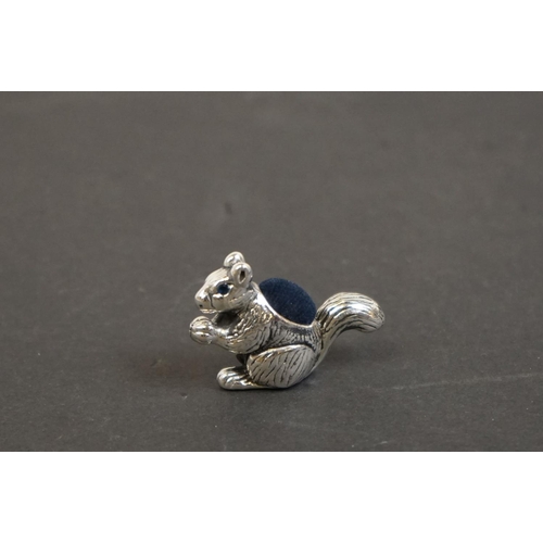 334 - Silver squirrel pincushion