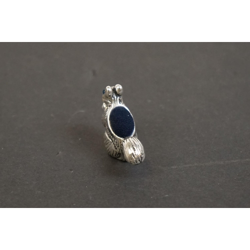 334 - Silver squirrel pincushion