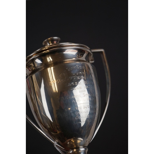 345 - A fully hallmarked sterling silver trophy, engraved to the front Heavy Weight Hunters Essex Show 193... 