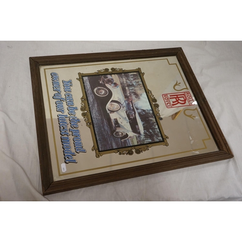 172 - Three Framed Advertising Mirrors - Rolls Royce, Courage Beer and Pears Soap, largest 53cms x 43cms
