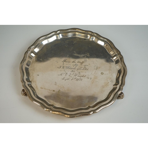 346 - A fully hallmarked sterling silver salver, maker marked for S Blanckensee & Son Ltd and assayed in C... 