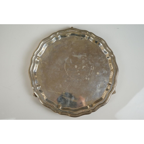 346 - A fully hallmarked sterling silver salver, maker marked for S Blanckensee & Son Ltd and assayed in C... 