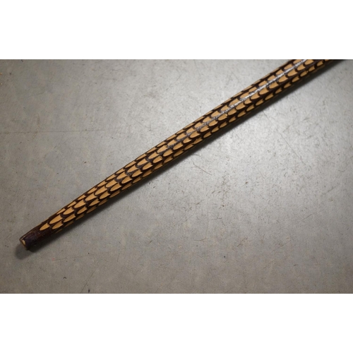 362 - Folk Art Wooden Carved Walking Stick, 85cms long