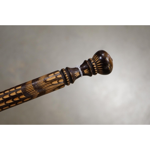 362 - Folk Art Wooden Carved Walking Stick, 85cms long