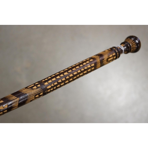 362 - Folk Art Wooden Carved Walking Stick, 85cms long