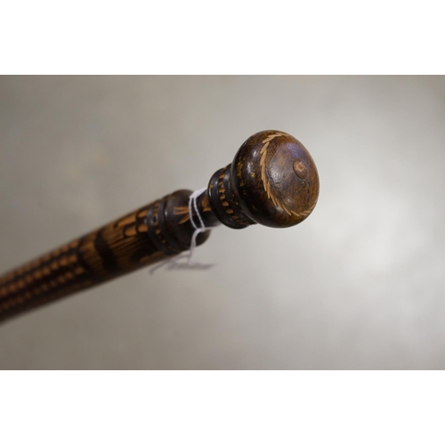 362 - Folk Art Wooden Carved Walking Stick, 85cms long