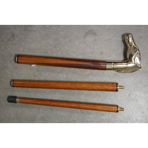 365 - Walking Stick with a Brass Handle in the form of a Horse Head together with another Walking Stick wi... 