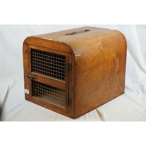373 - A vintage wooden pet / cat carrier.