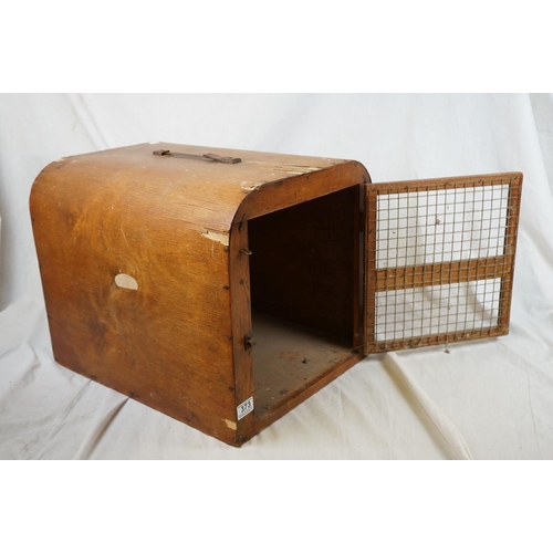 373 - A vintage wooden pet / cat carrier.