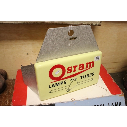 100 - Mid 20th century Shop Display / Advertising ' Osram Lamps and Tubes ' Hanging Sign, 36cms wide toget... 