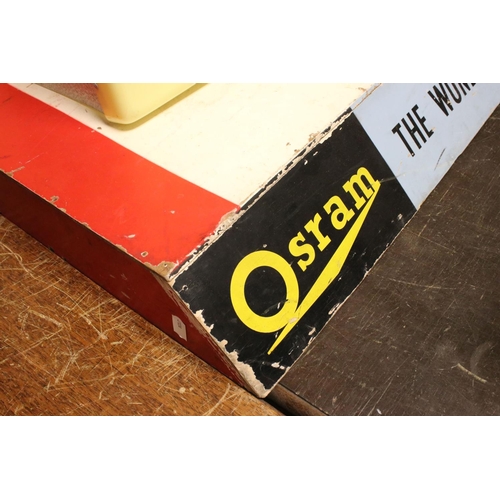 100 - Mid 20th century Shop Display / Advertising ' Osram Lamps and Tubes ' Hanging Sign, 36cms wide toget... 