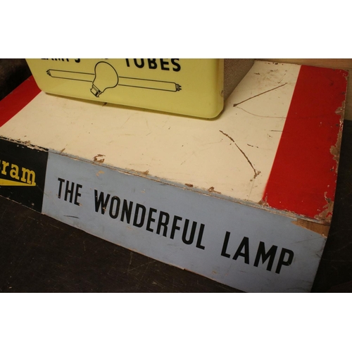 100 - Mid 20th century Shop Display / Advertising ' Osram Lamps and Tubes ' Hanging Sign, 36cms wide toget... 