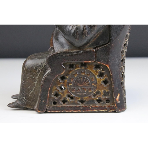 102 - Cast Iron Novelty Money Bank titled ' Tammany Bank ', believed to be in the form of 19th century US ... 