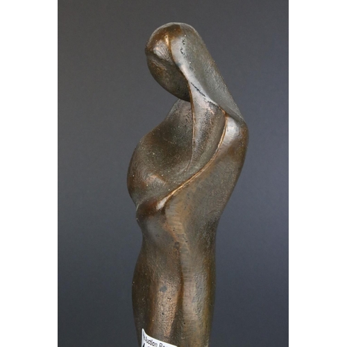 103 - Cast Bronze Statue of a Stylised Mother holding a Baby, 35cms high