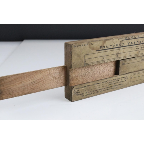 105 - Early 20th century Nautical Slide Rule, printed to one side with a scale of power & speed and to the... 