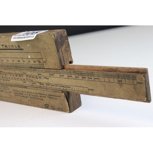 105 - Early 20th century Nautical Slide Rule, printed to one side with a scale of power & speed and to the... 