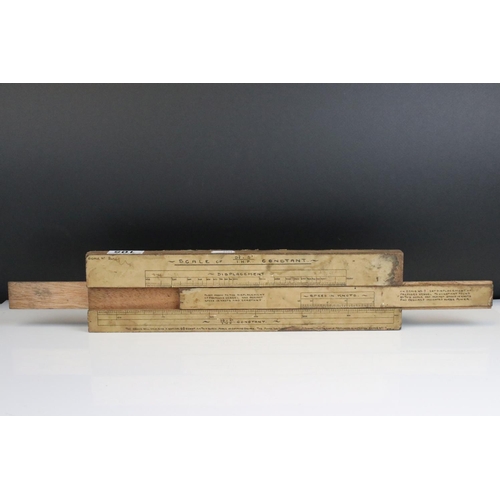 105 - Early 20th century Nautical Slide Rule, printed to one side with a scale of power & speed and to the... 