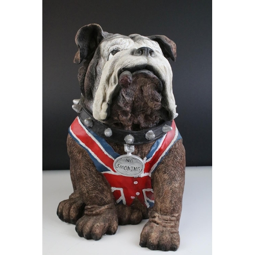 108 - Large Resin Model of a British Bull Dog smoking a Cigar, 36cms high