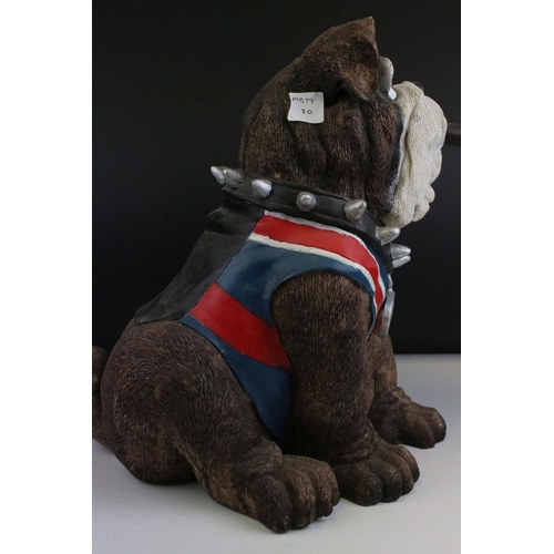 108 - Large Resin Model of a British Bull Dog smoking a Cigar, 36cms high