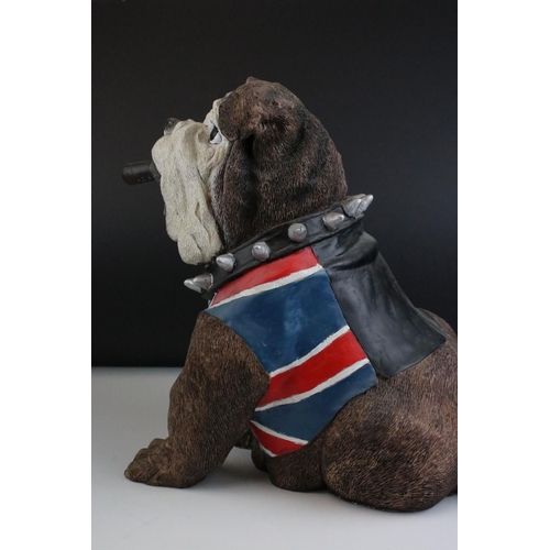 108 - Large Resin Model of a British Bull Dog smoking a Cigar, 36cms high