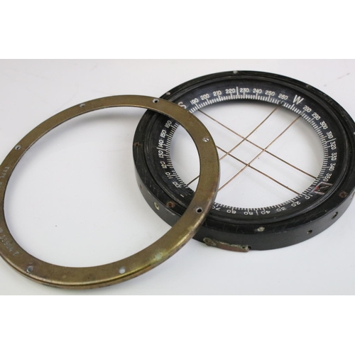 109 - Military Brass Cased Sestrel Compass, Type PII, on Gimble Frame, marked with a crows foot, 18cms dia... 