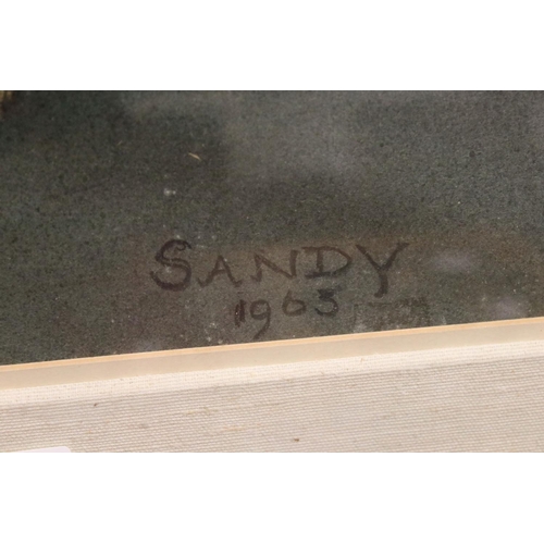 111 - Marjorie Cox (1915 - 2003), Pastel of a Seated Yellow Labrador titled Sandy and dated 1965, 46ms x 5... 