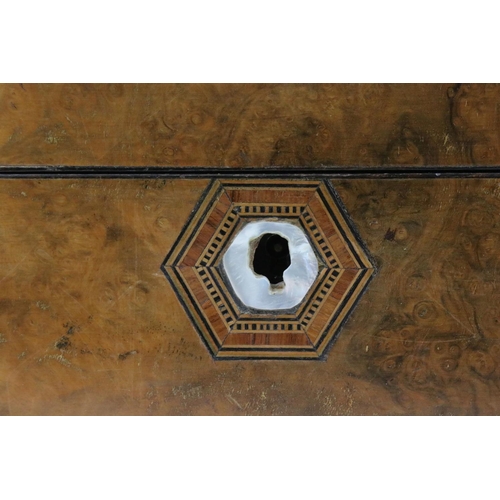 116 - Victorian Walnut and Tunbridge ware style Inlaid Jewellery / Sewing Box with lift out tray, 29cms wi... 