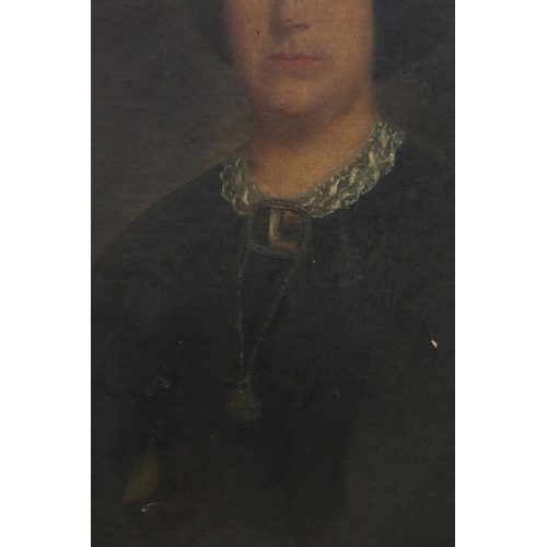 119 - 19th century Oil Painting Family Portrait of a Lady, unsigned, 62cms x 65cms, gilt framed