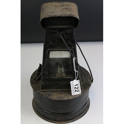 122 - Late 19th / Early 20th century Hand Held Lamp / Lantern with burner, 46cms high